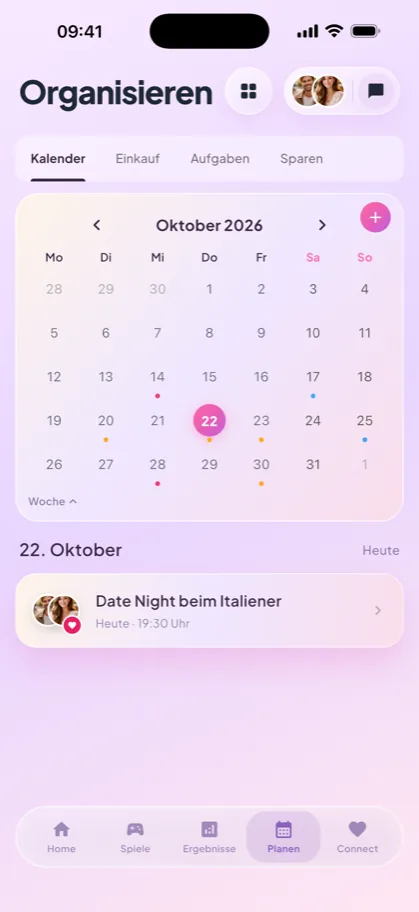 Organisieren mit Monatskalender und Terminen des Tages